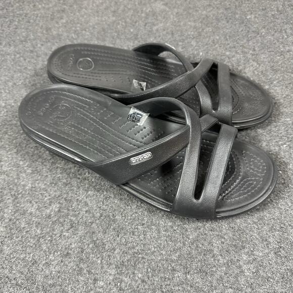 Crocs Women’s Patricia Wedge Slide Sandals Black Size W9 Comfort Slip-On - Picture 8 of 9